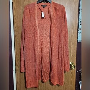 Ann Taylor NWT Orange Shimmer Open Front Cardigan!